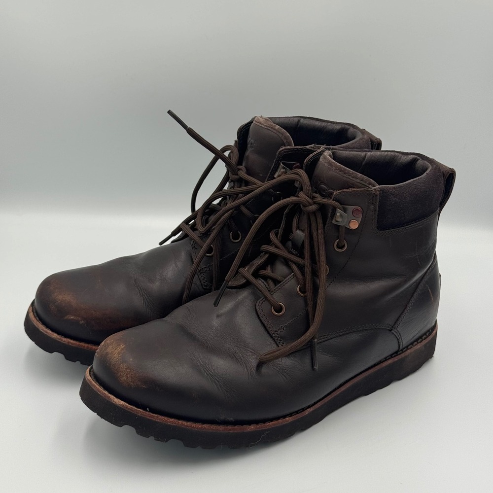 UGG Dark Brown Hannen Waterproof Leather Boots Size 10 NO BOX